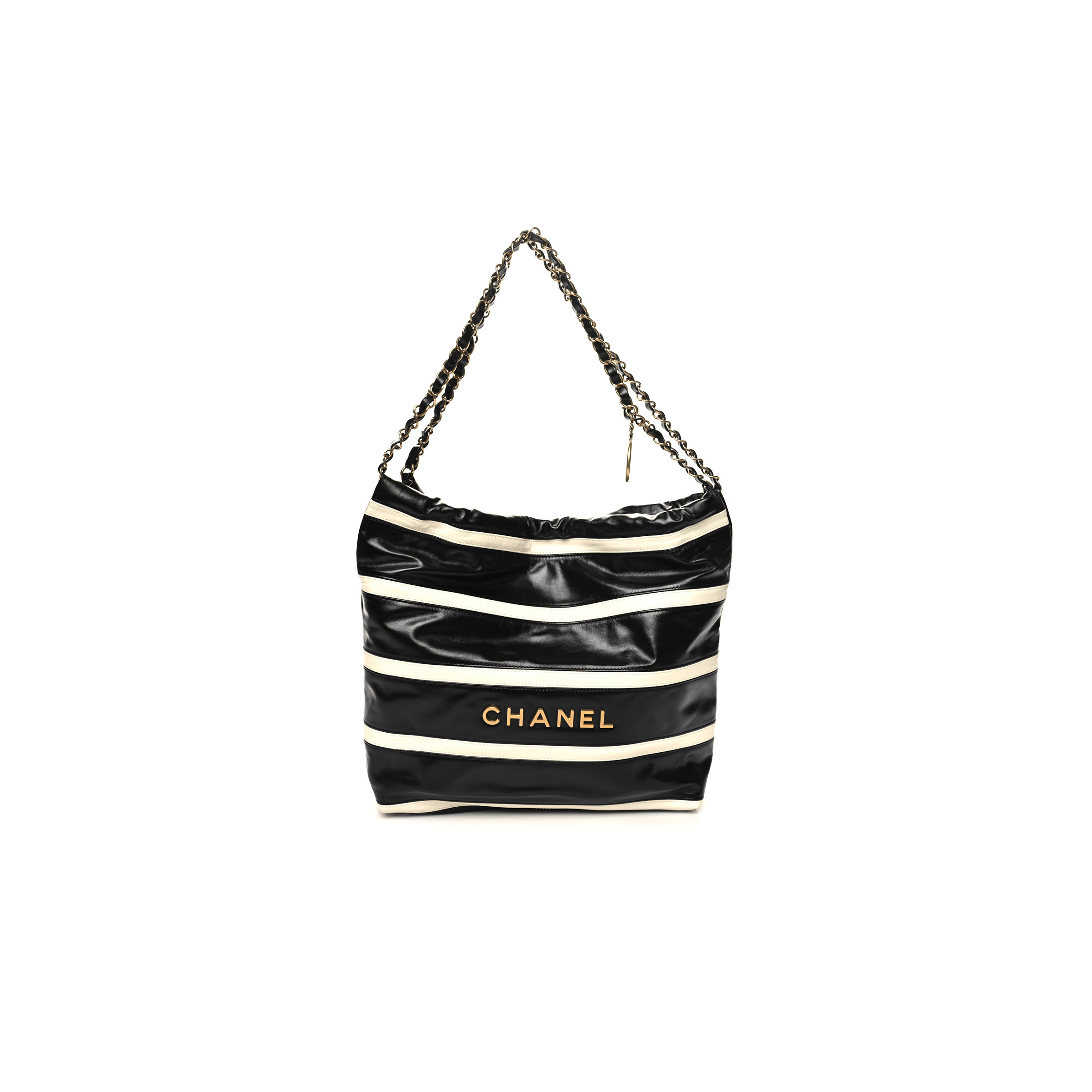 CHANEL MASTER SHINY CALFSKIN STRIPED 22 SMALL HANDBAG AS3260 (37*35*7cm)